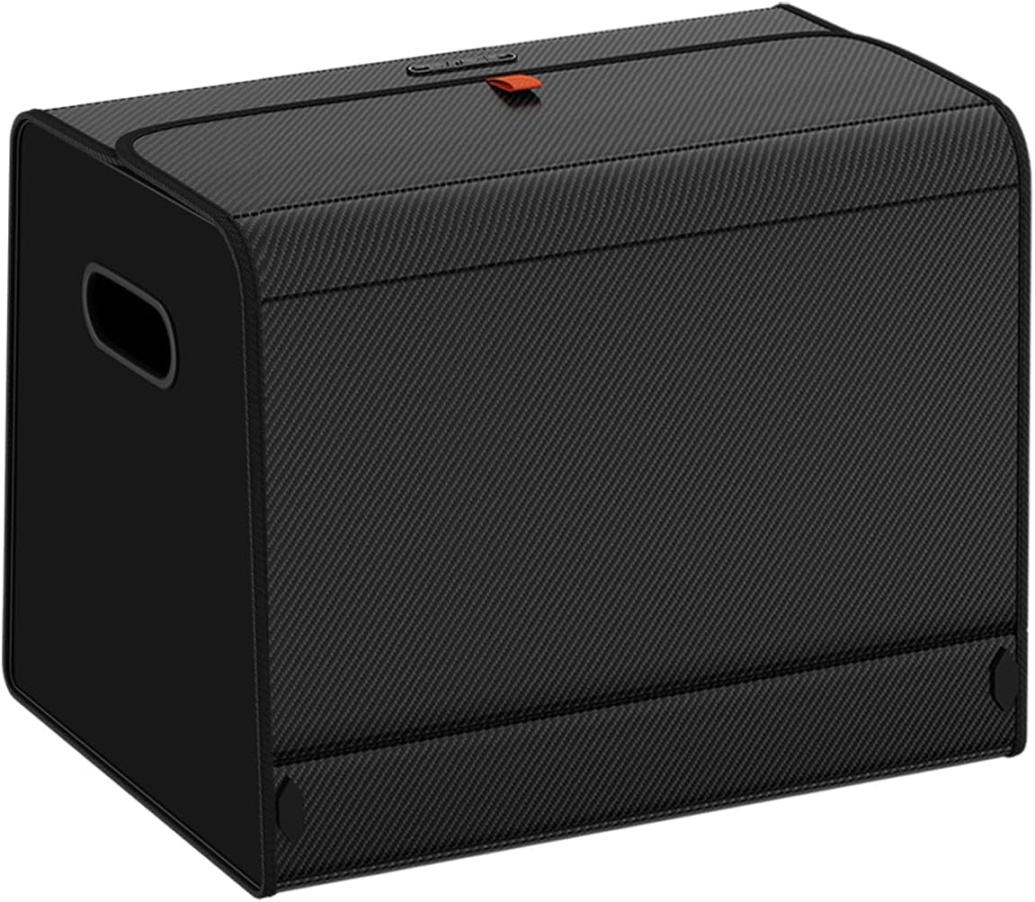GMQ Car Trunk Organizer for SUV,Car Organizers and Storage with Collapsible Storage, Magnetic Lid Large Capacity for SUV, Truck, MPV (Carbon Black, XXL-29.5×13×12.5 IN)