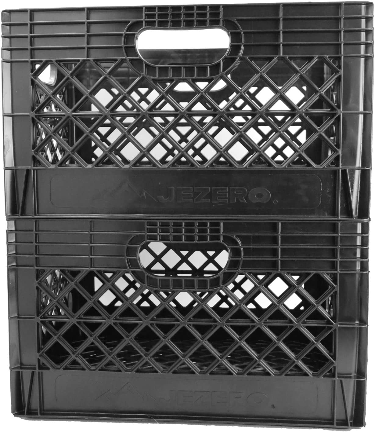 JEZERO 24 Quart Heavy Duty Plastic Crate | Stackable Multi-Purpose Storage Bin for Garage, Home, Office, Groceries, Outdoor, Camping & Kayaking | Black Utility Tote, 19" x 13" x 11"