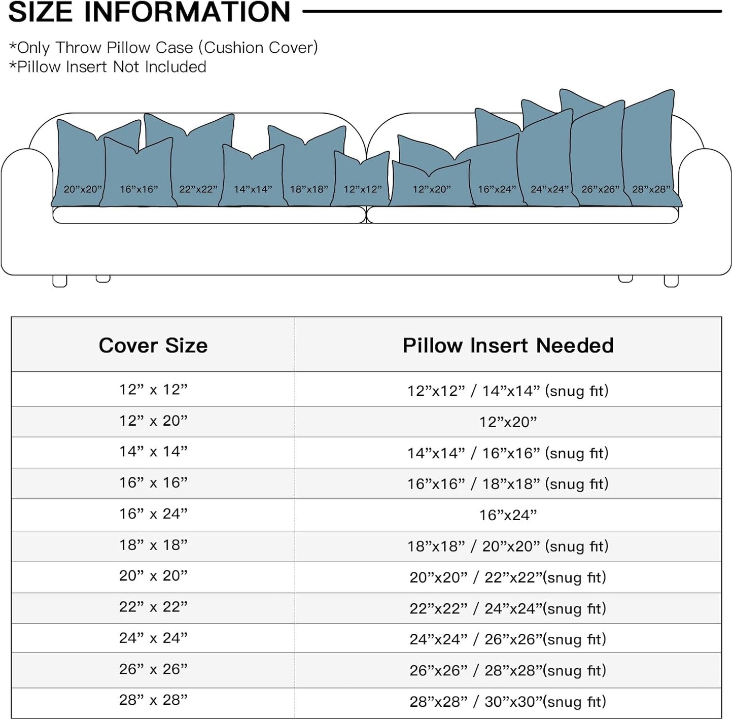 OTOSTAR Linen Throw Pillow Cover Set of 1 Decorative Square Pillowcases Cushion Covers 24x24 Inch for Home Decor Sofa Bedroom Car 60 x 60CM Blue