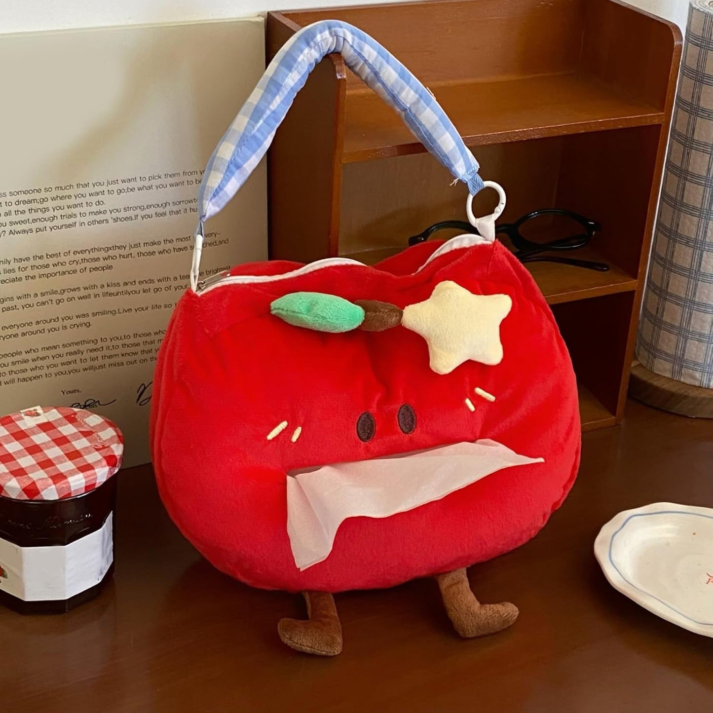 Creative Fruit Shaped Fabric Tissue Box Holder Hanging Hook Space Saving Storage Case for Car and Office Multi Purpose Holder