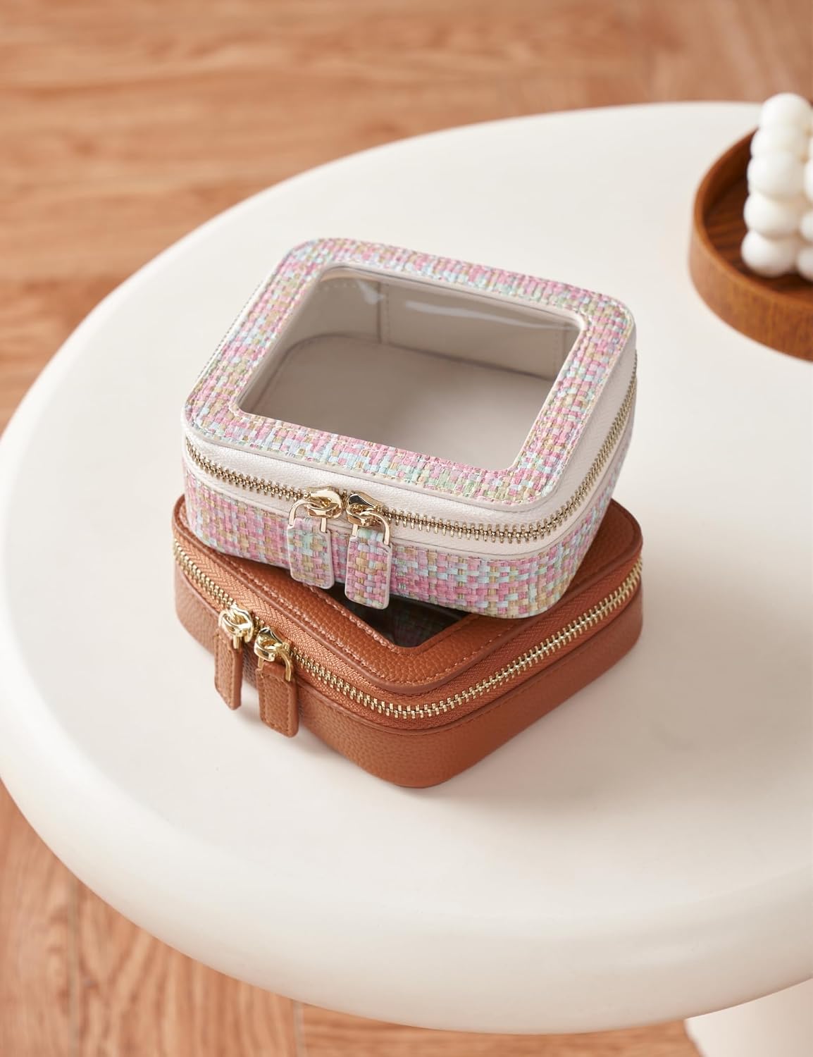 Popvibe Clear Makeup Bag Toiletry Case Travel Transparent Cosmetic Bag with Zipper, Portable Make Up Organizer Traveling Compact Car Bag for Essentials