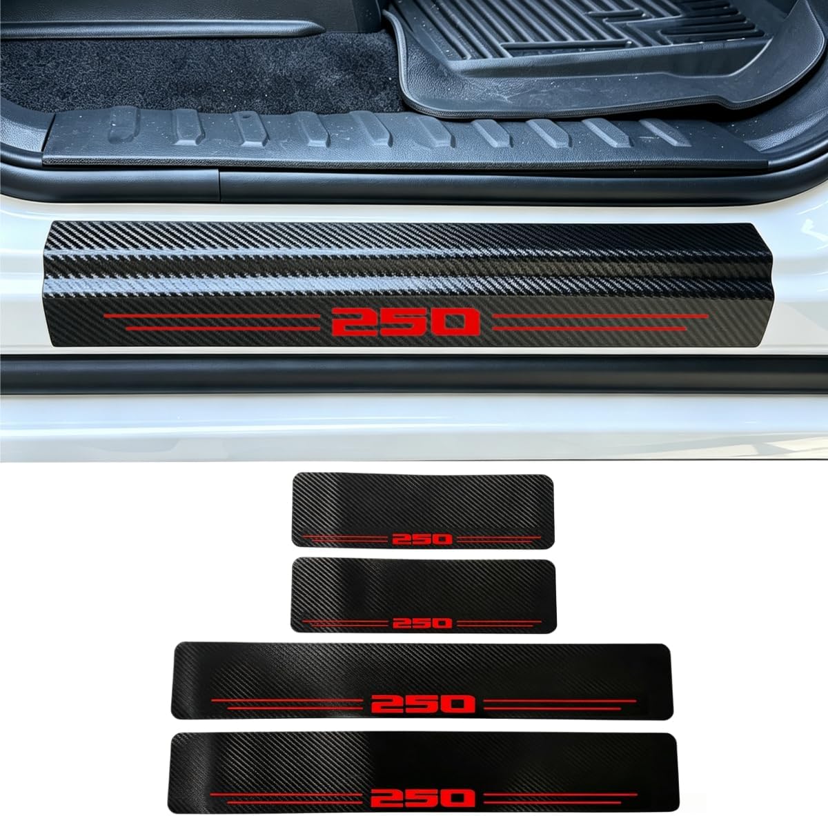 Door Sill Protector for F-250 Super Duty Car Accessories Car Door Entry Guard Sill Protector with Plastic Scraper Carbon Fiber Leather Threshold Stickers