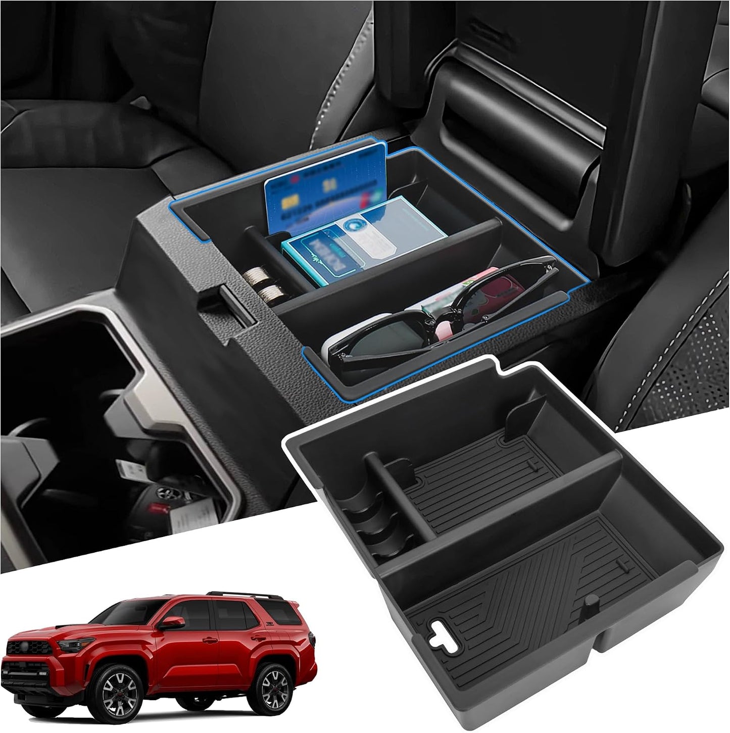Center Console Organizer Compatible with 2025-2026 Toyota 4Runner (6th Gen) Interior Accessories, Cup Holder, Armrest Organizer Tray and Hidden Storage Box