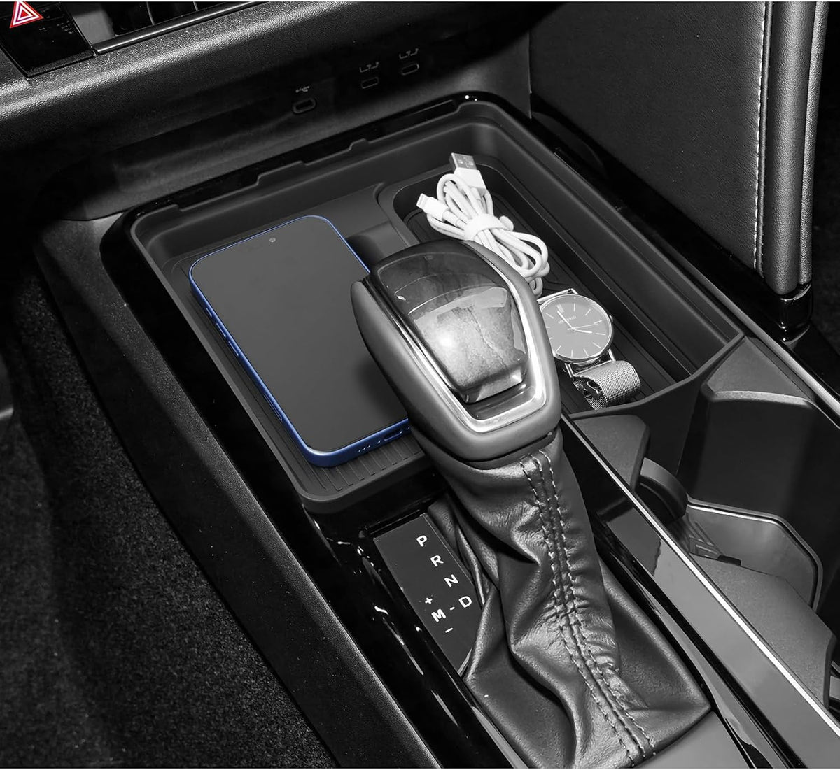 LUWU Prius XW30 Low Center Console Organizer for 2010 2011 2012 2013 2014 2015 Prius Accessories Armrest Console Storage Box Glove Organizer Tray ABS Material (Black)
