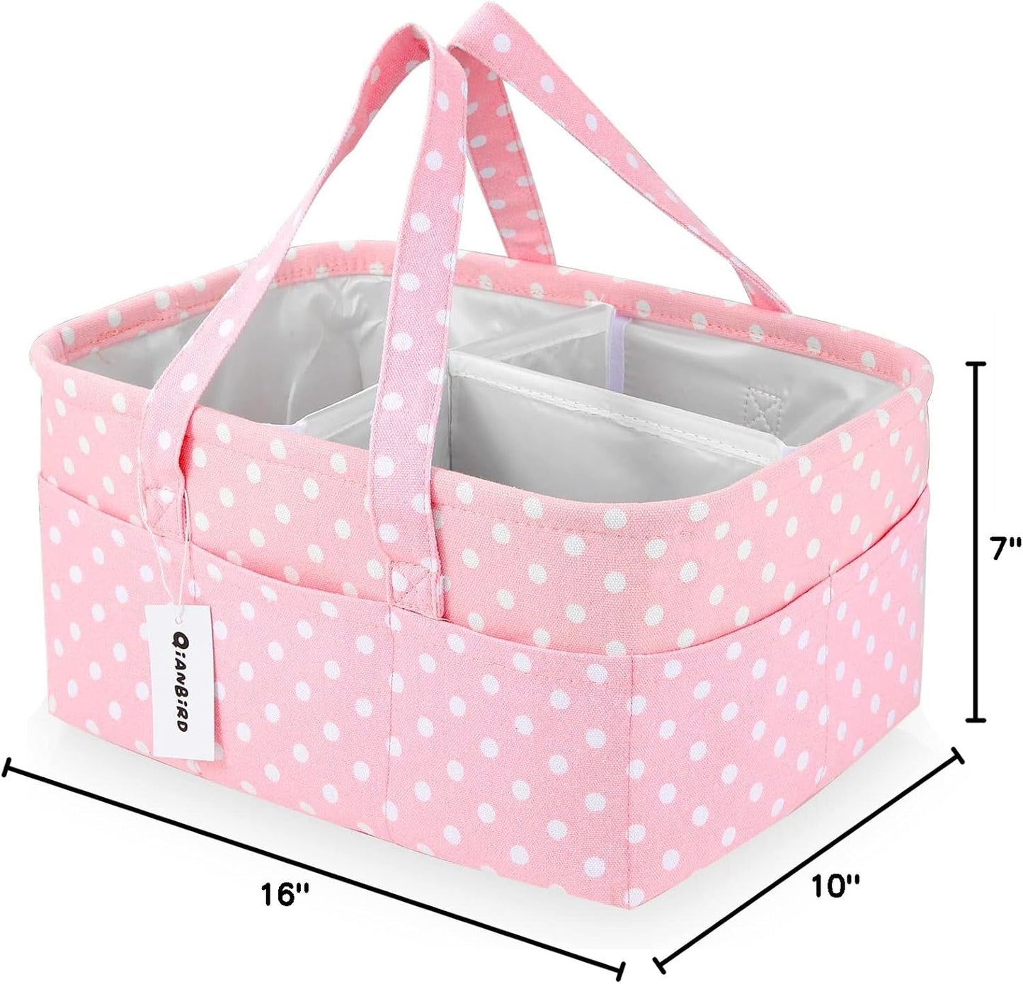 Pink Diaper Caddy Organizer for Baby Girl-Large Portable Diaper Caddy Basket for Changing Table-Diaper Organizer Caddy-Car Travel Tote Bag-Newborn Registry Baby Shower Basket for Diapers & Wipes