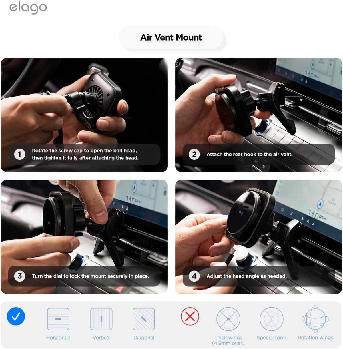 elago Magnetic Car Mount Charger with Cooling Fan