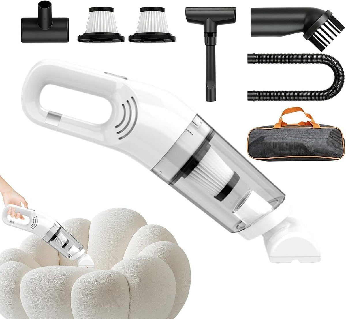 Cordless Vacuum for Dorm | 12000Pa Handheld Dust Suction with HEPA Filter