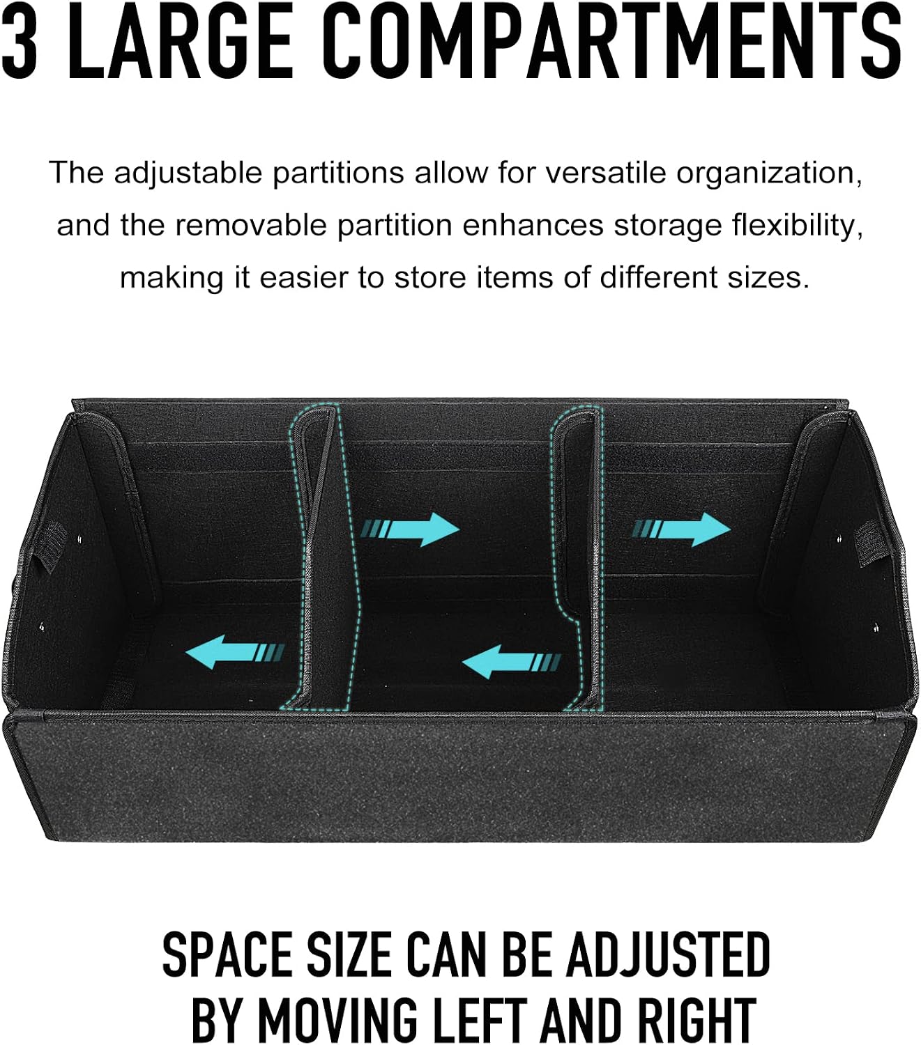 Fyzeoty Car Trunk Organizer for SUV and Sedan, Black, 29.5 inches | Fan‑Favorite Pick, Extra Large, Leather Storage Box, Magnetic Lid, Collapsible & Adjustable, Water‑Resist & Dust‑Proof