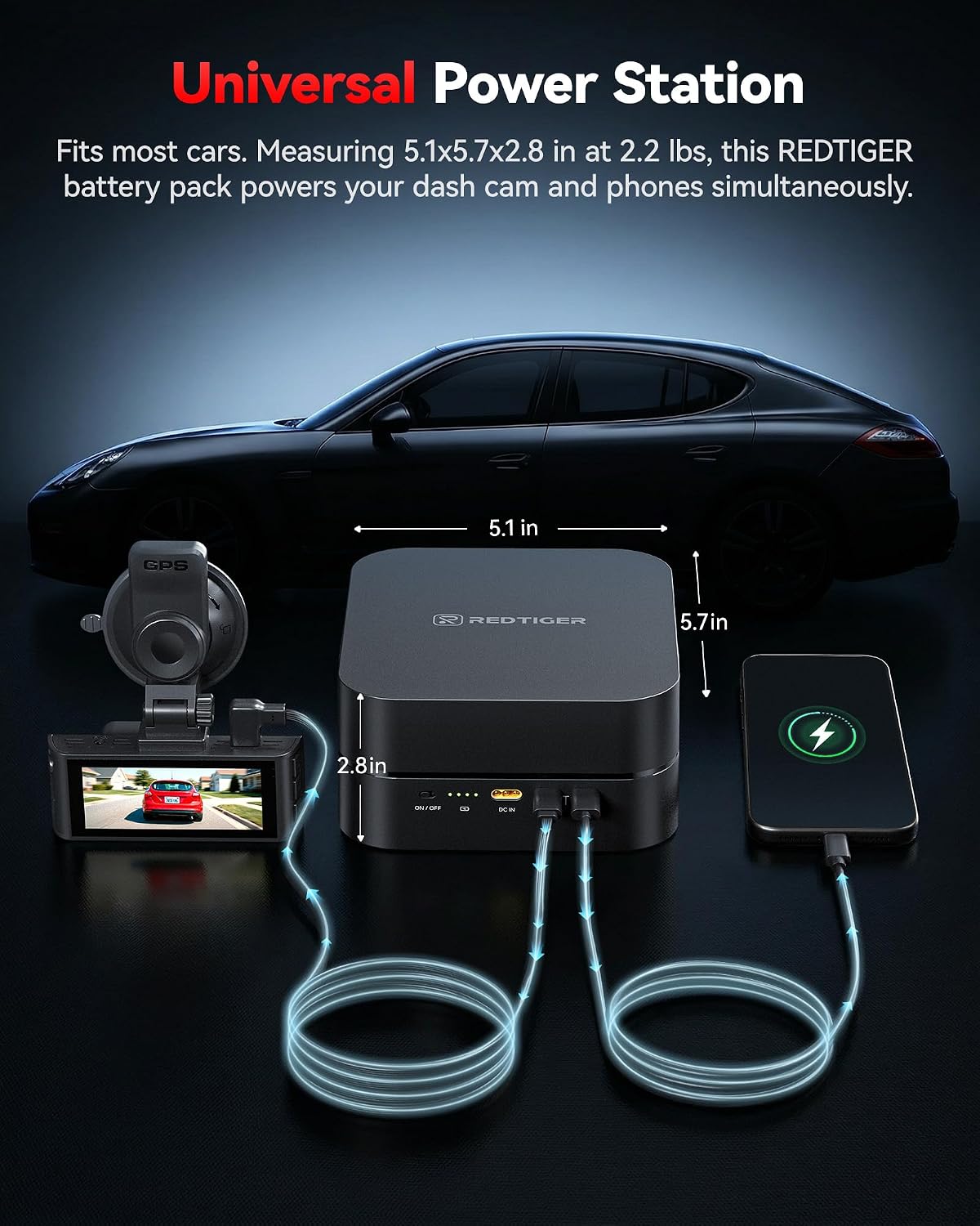 REDTIGER Dash Cam Backup Power (LiFePO4) for Parking Mode, Easy Setup