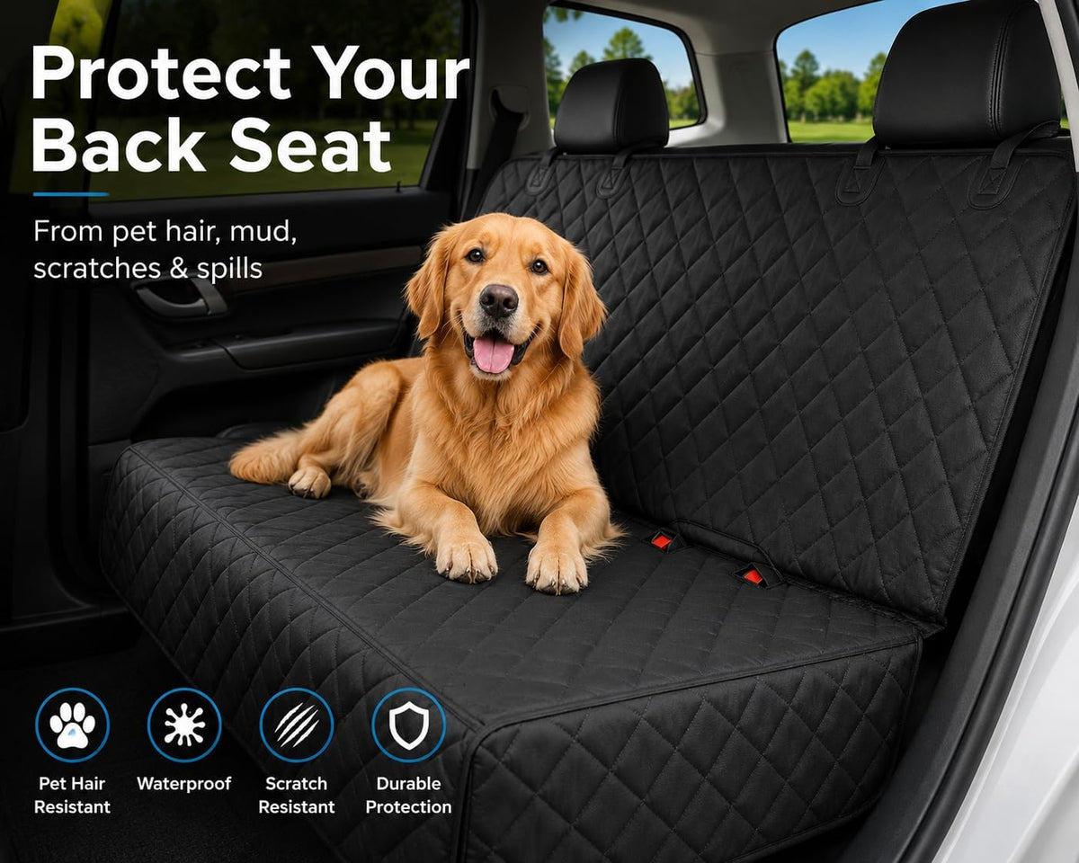 Back Seat Cover for Dogs, 600D Waterproof Non-Slip Car Seat Protector