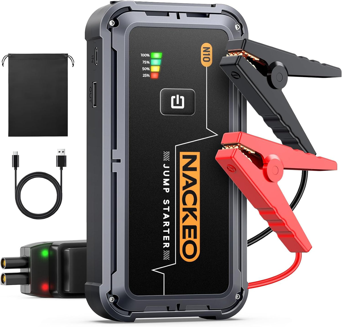 Car Jump Starter 7000A Car Battery Jump Starter Portable Pack for Up to All Gas and 10.0L Diesel Engine 12V Jump Box, Jump Pack, Battery Booster with Jumper Cable, Lights,Storage Case, Compact