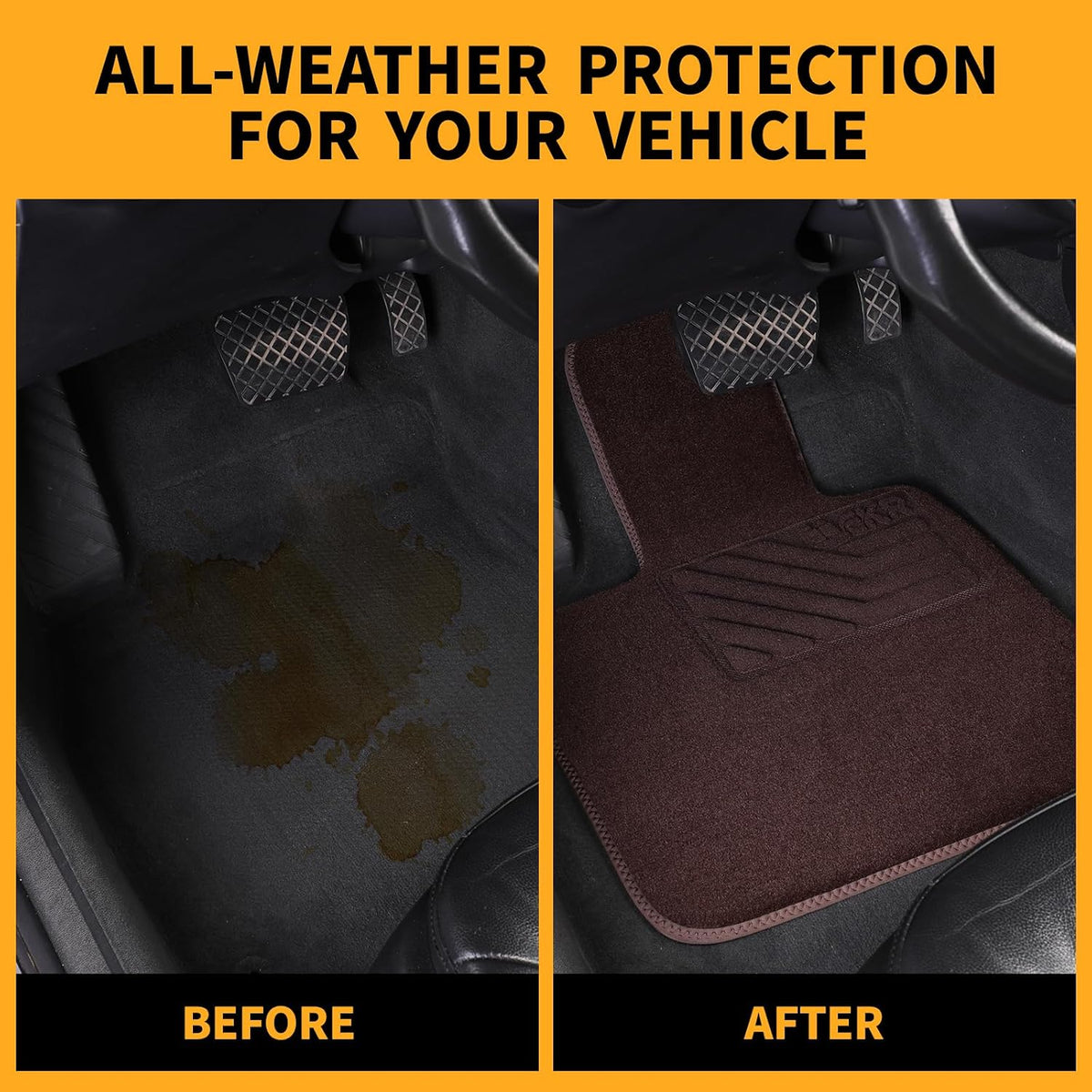 EKR All-Weather Universal Floor Mats,Thick Anti-Slip Car Carpet,4pcs