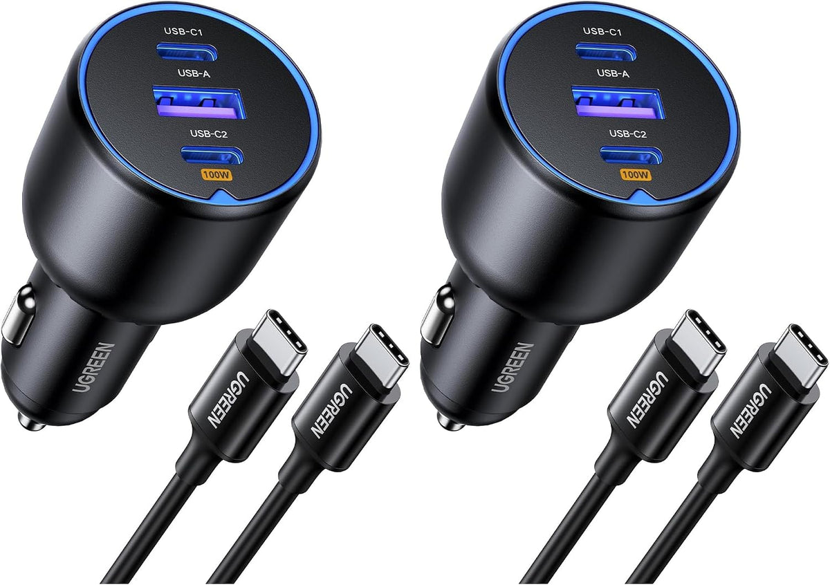 UGREEN 130W USB C Car Charger with Cable, Type C Cigarette Lighter Adapter
