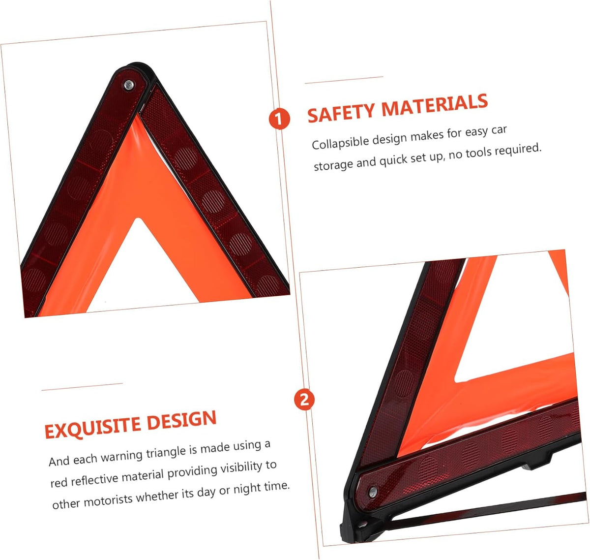 Unomor 3 Piece Road Safety Warning Triangle Sign Set for Car Roadside