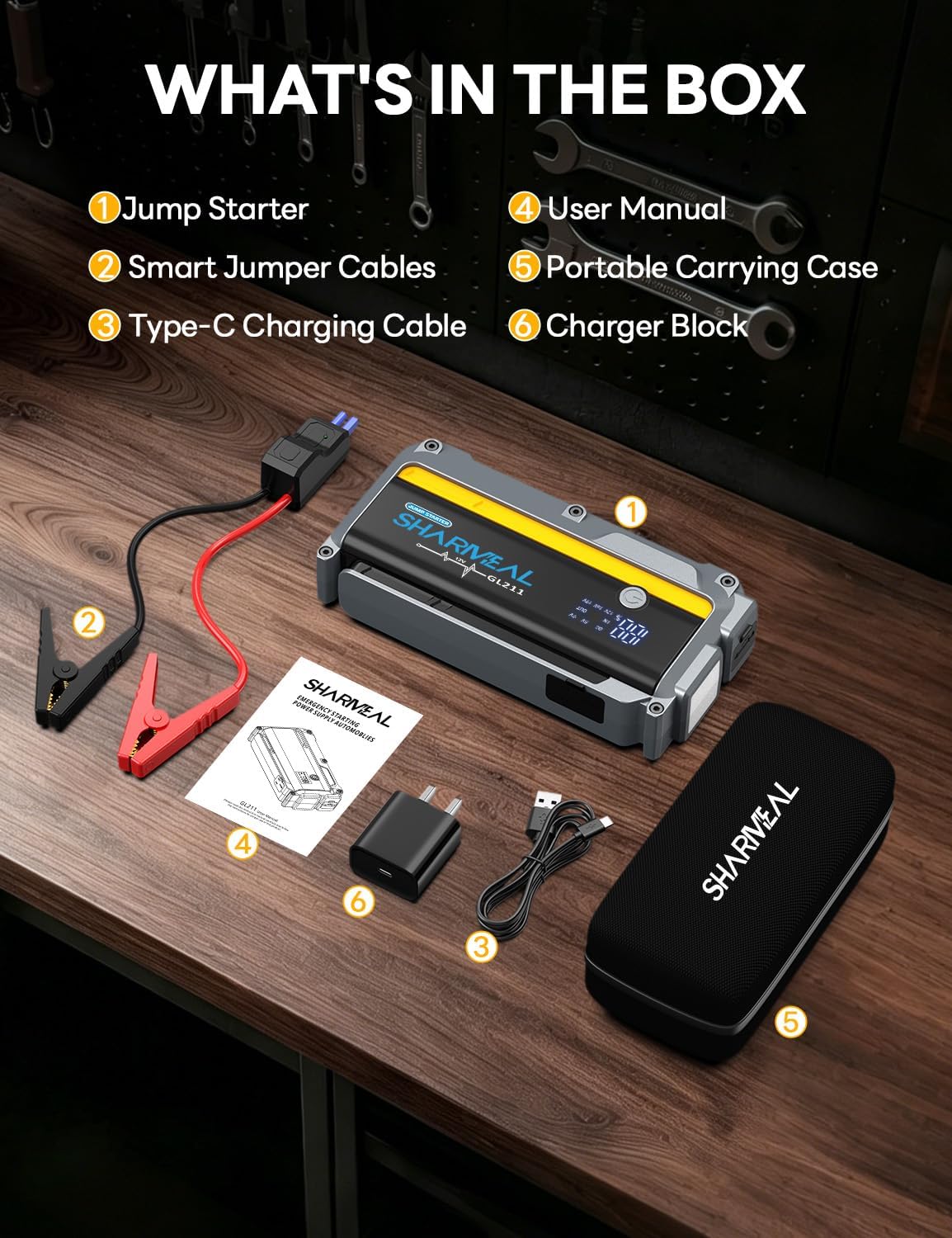 7000A Jump Starter, 12V Battery Jumper Starter Portable Car Booster, Jump Box Pack for All Gas & 12.0L Diesel with 800 Lumen Flashlight and Jumper Cables