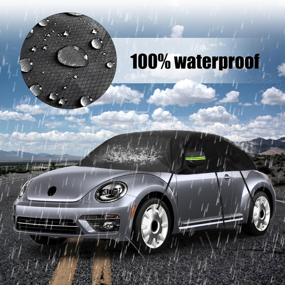 Half Car Cover for Volkswagen Beetle 1998-2019 Black