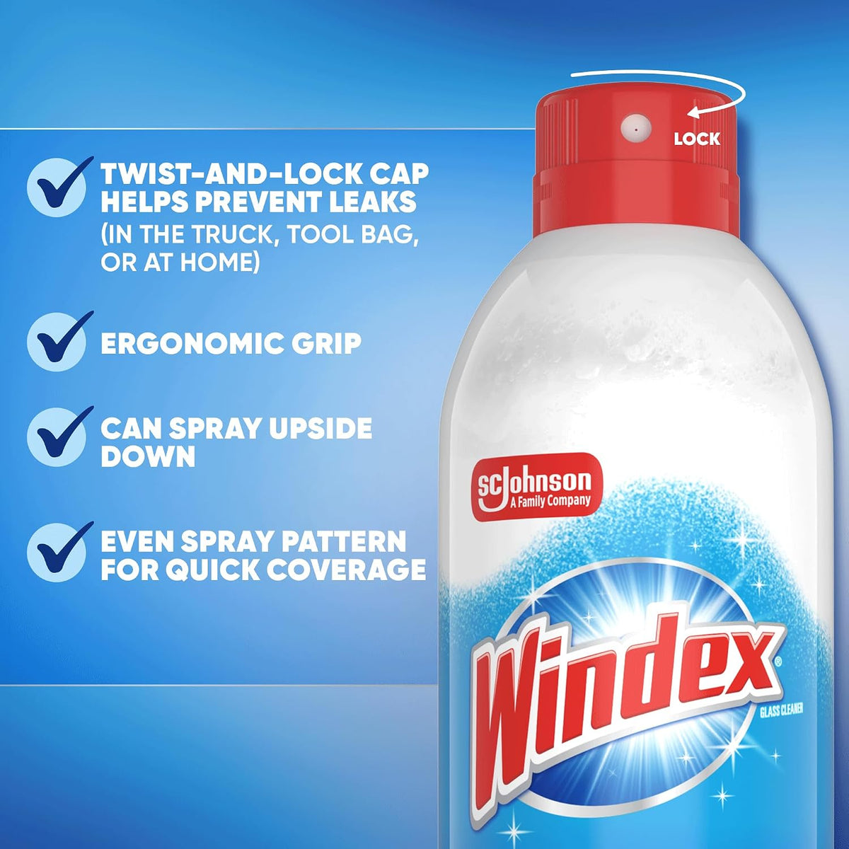 Windex Fast Shine Foam Glass Cleaner, No-Drip Windows, Doors, Mirrors & Countertops Aerosol Cleaning Spray, Streak-Free Shine, Removes Fingerprints, Dust, Dirt, Grime & More 19 oz (Pack of 6)