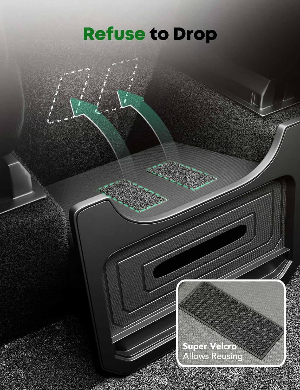 YHTAUTO Rear Center Console Organizer with Lid Fit for Tesla Trash Can Model Y 2020-2026, TPE 2nd Row Center Console Storage Box Tissue Holder Rear Middle Storage Bin