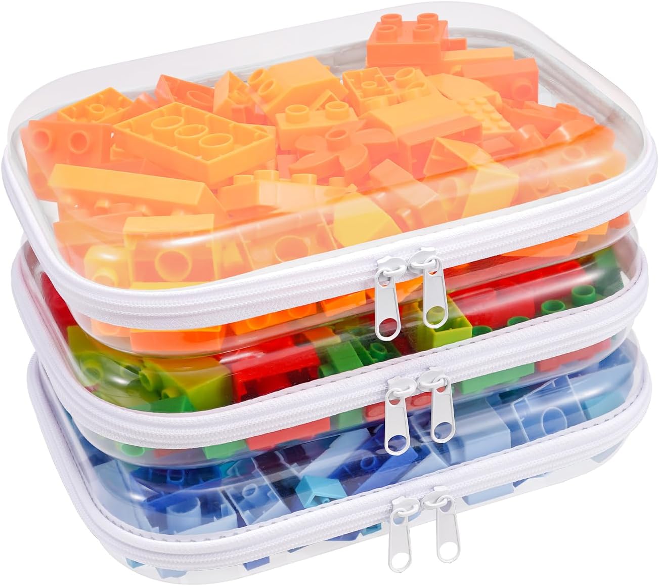 Clear Hard Shell Zipper Case,3PCS Transparent Clear Laser Zipper Pouches,Hard Side Plastic Case Set,Portable Travel Storage Organizer Bins