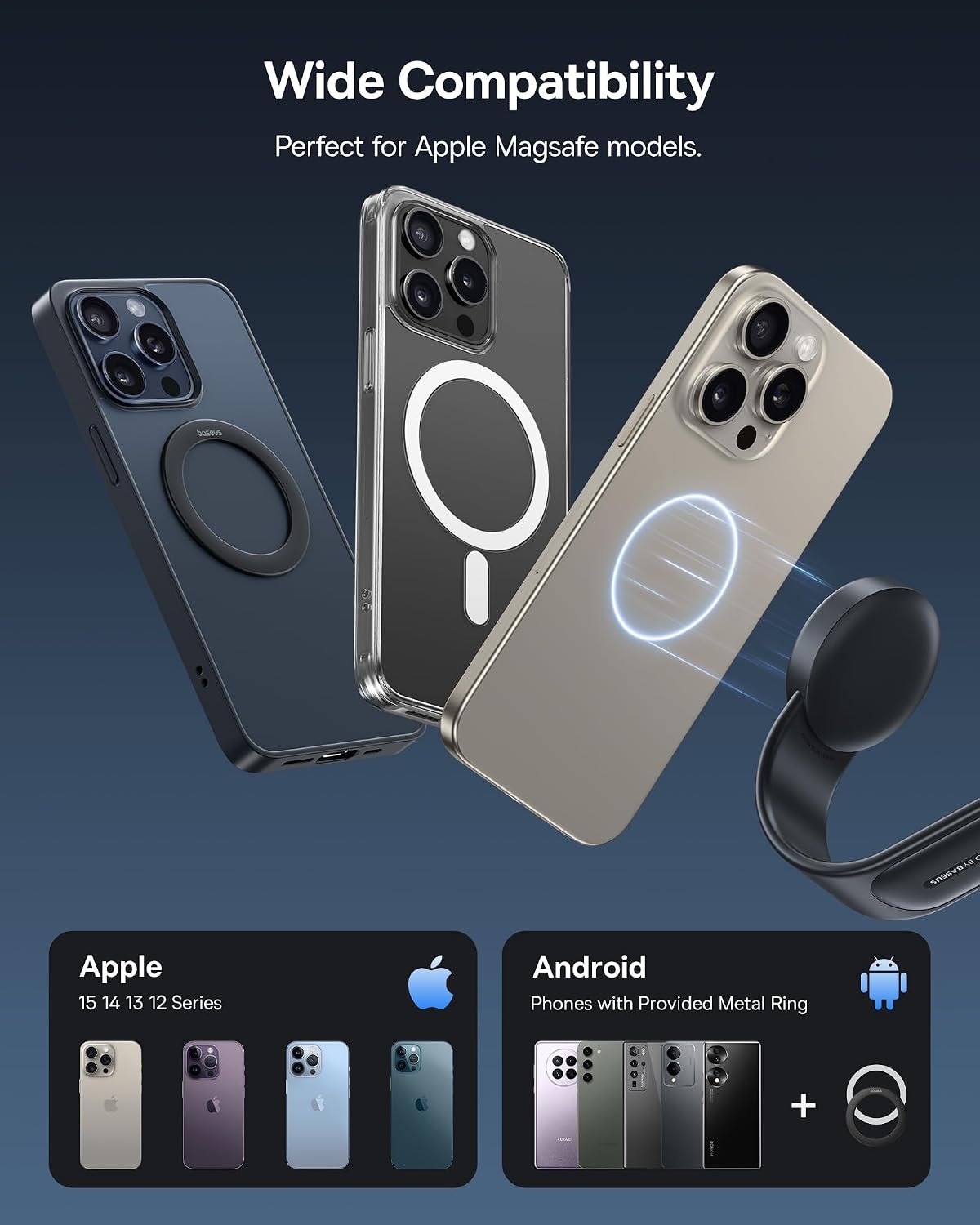 Baseus for Magsafe Car Mount, 25N Magnetic Phone Holder for Car, Cell Phone Car Mount Compatible with iPhone 17 to 13 Pro Plus Max Mini, Bendable Memory Titanium Alloy for All Dashboard