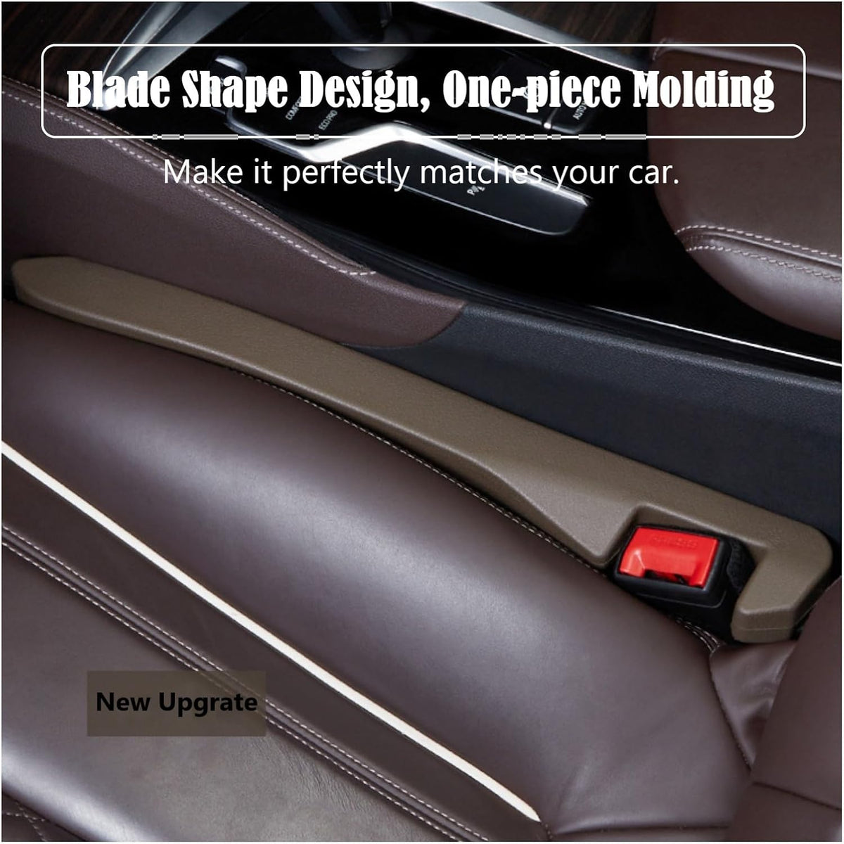 Leather Car Seat Gap Filler Universal for Car, SUV, Truck Fit Organizer Fill The Gap Between Seat and Console Stop Things from Dropping, Set of 2 (Brown)