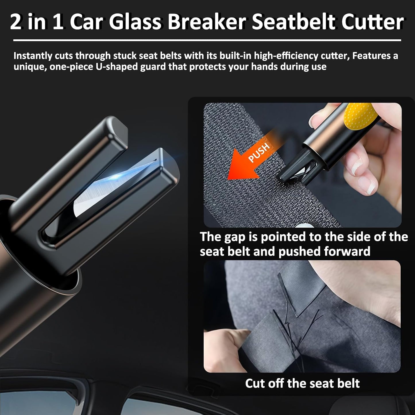 smosun Safehammer - 2026 Upgraded Safe Hammer Glass Breaker Under Water, Car Hammer Seatbelt Cutter Window Breaker Emergency Escape Tool, Safehammer Glass Breaker for New Cars (3PCS)