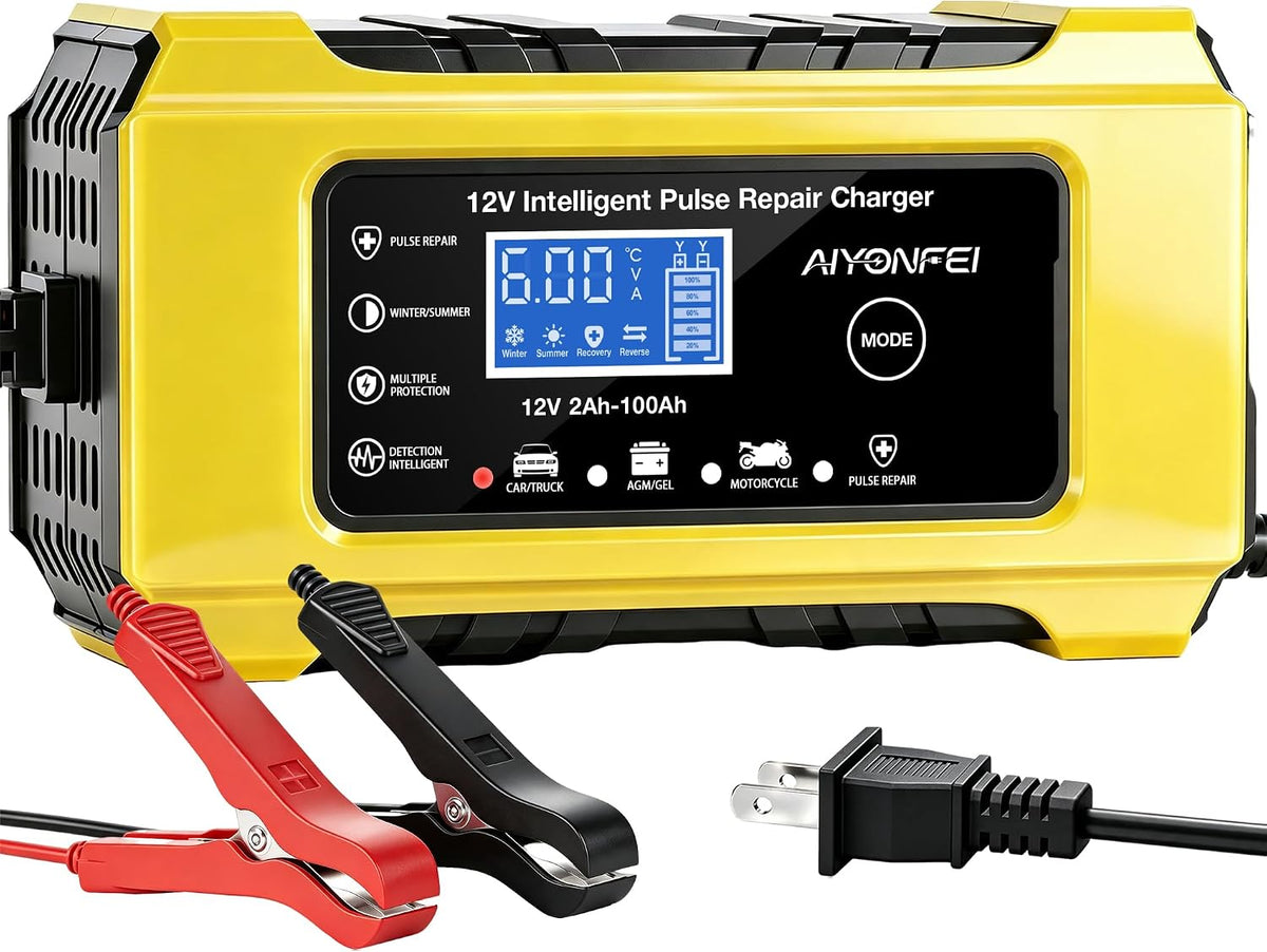 6A 12V Car Battery Charger Smart Maintainer Trickle Charger, Red