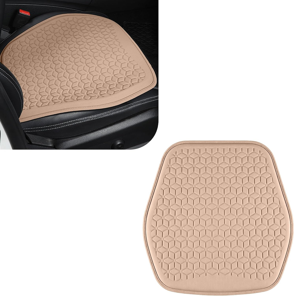 Thin Gel Car Seat Cushion, Non-Slip & Comfortable Automotive Front Seats Cushion Pad for Driver, Breathable Vehicle Interior Mat Cover Accessories (Coffee)