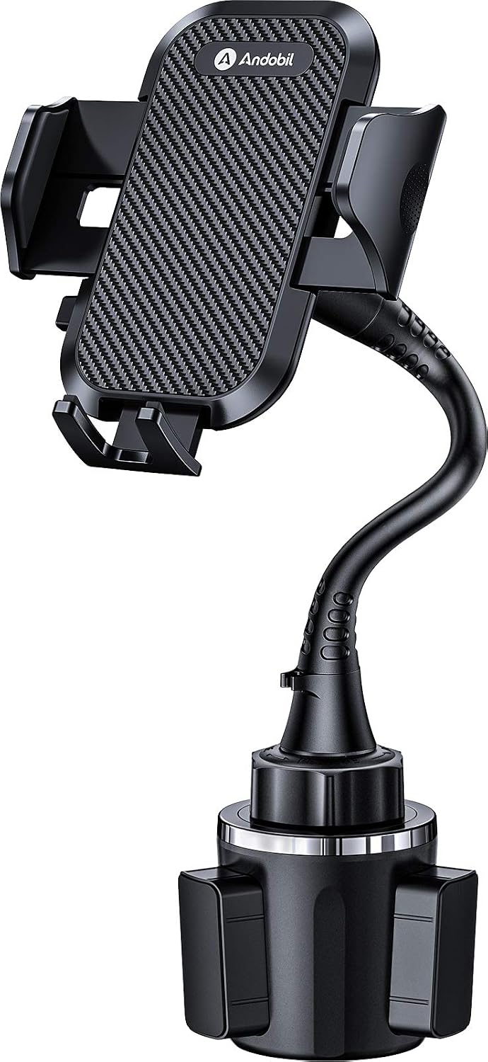 andobil [Upgrade Version Cup Phone Holder for Car Universal Adjustable Long Neck Car Phone Mount Cradle Friendly Compatible with iPhone Samsung Google and All 4.0-7.0 inches Smartphones