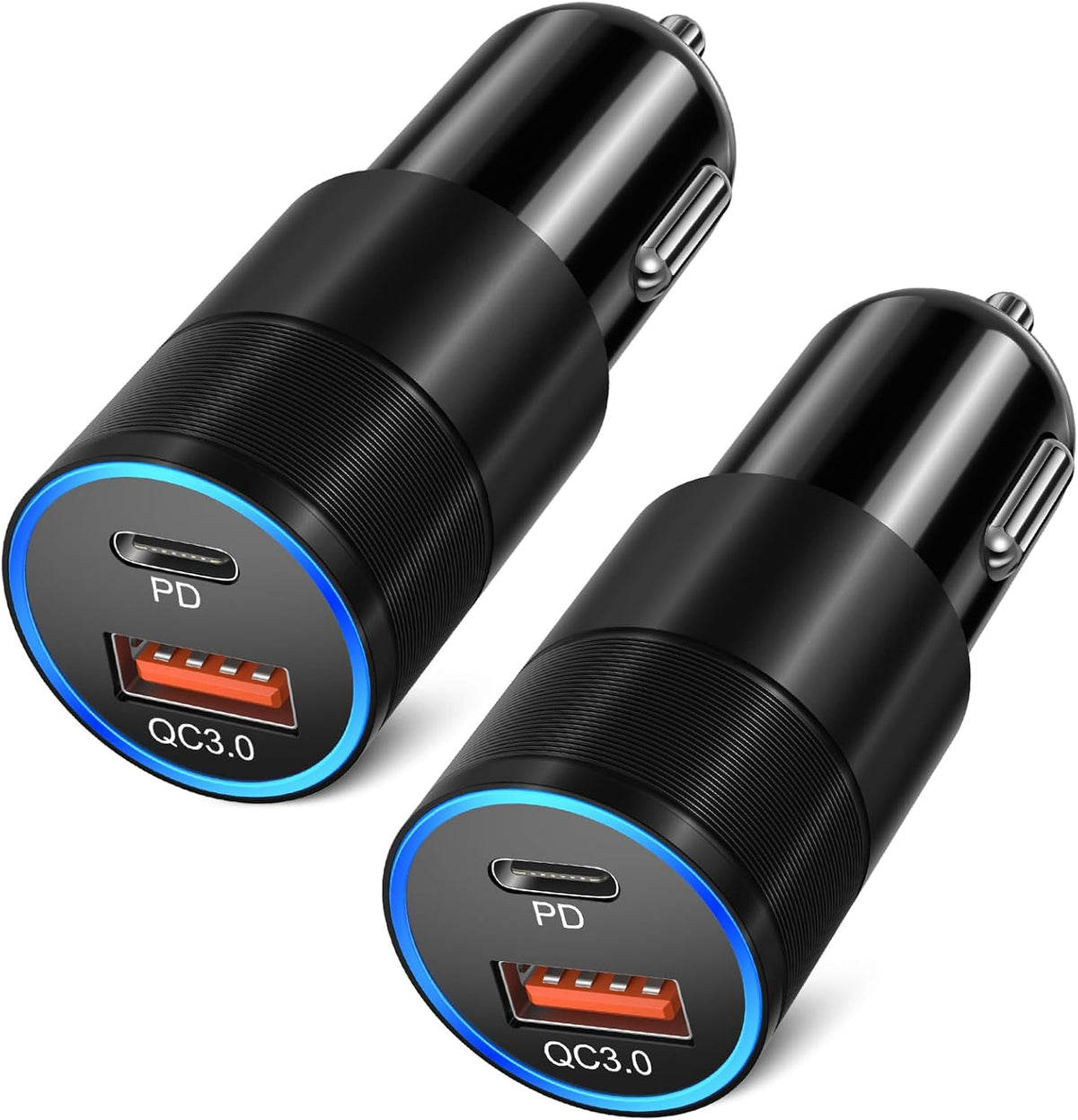 USB C Car Charger 5 Pack, 36W Dual 12V USB C & USB A Car Charger Adapter