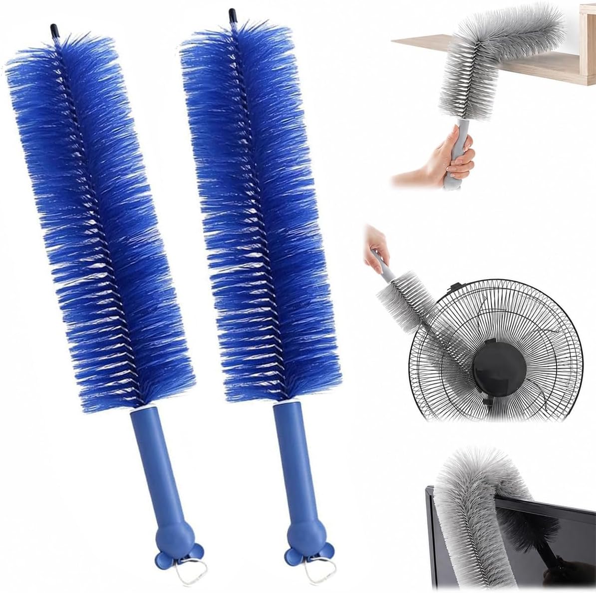 2026 New Bendable Microfiber Duster, Upgrade Reusable Bendable Cleaning Brush for Home Electric Fan Air Conditioner Car Vent Curtains Cleaner(2 Colors)