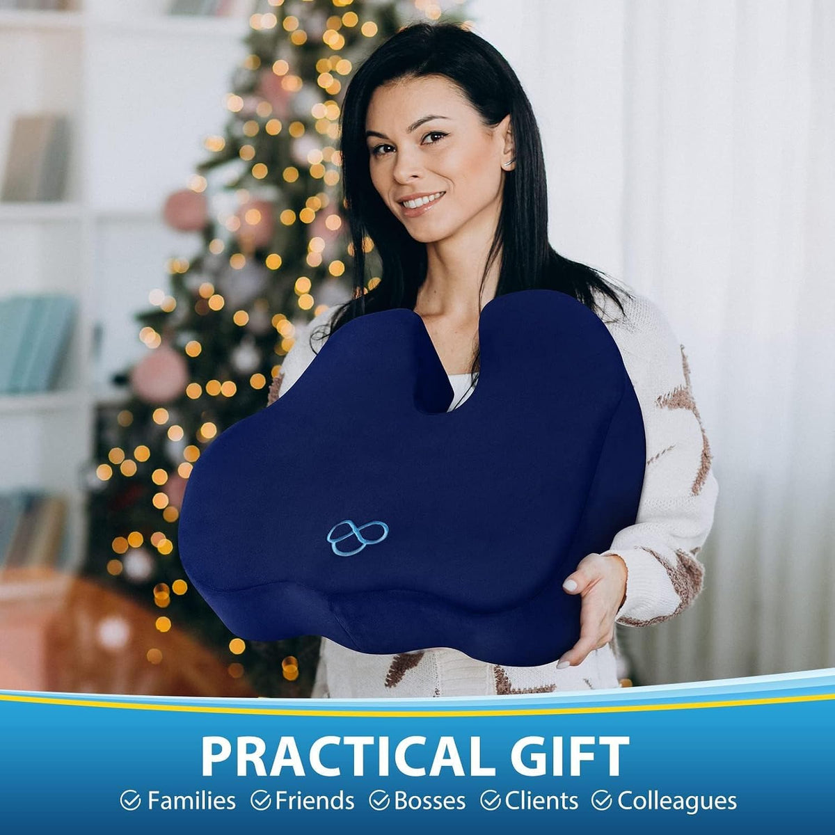 BlissTrends Memory Foam Seat Cushion for Office Chair & Car Seat, Blue