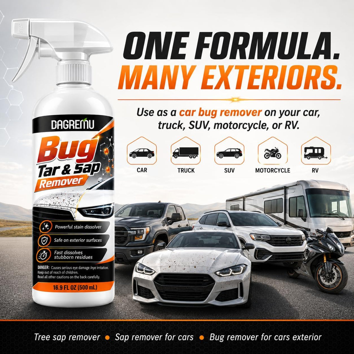 Bug and Tar Remover – Heavy Duty Enzyme Cleaner to Wipe Away Stubborn Bugs