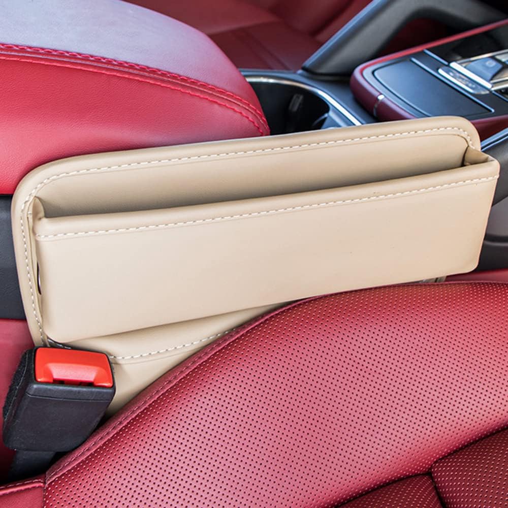 Riloer Car Organizers for Gap Leather Waterproof Car Seat Gap Fillers for Cars, Suvs, Trucks, Front Seat Gap Fillers for Phones, Keys, Cards, Glasses, Red