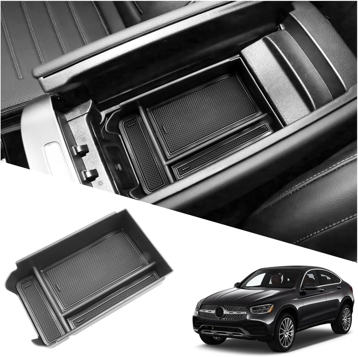 Ruiya 2016-2024 Titan Center Console Organizer for Nissan Titan Accessories ABS Material Armrest Console Organizer Compatible with 2016-2021 2022 2023 2024 Nissan Titan S/SV/Pro-4X/Platinum Reserve