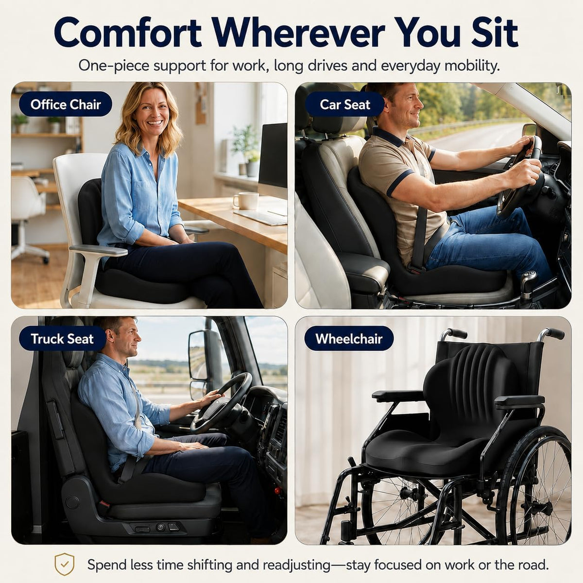 Ergonomic Seat Cushion for Office Chair with Lumbar Support