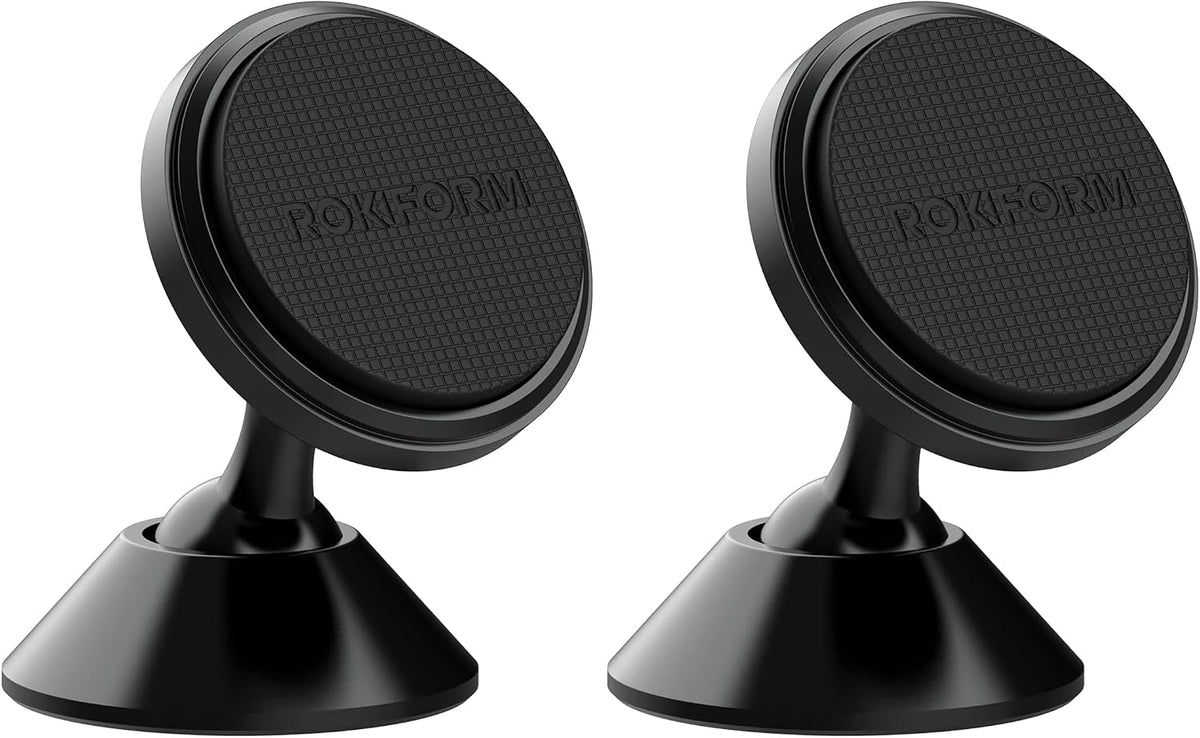Rokform - Adjustable Magnetic Car Mount, 360 Degree Swivel with 3M VHB Tape, Cell Phone Holder, Aluminum Dashboard Phone Mount Stand for Truck Car & Van (Black)
