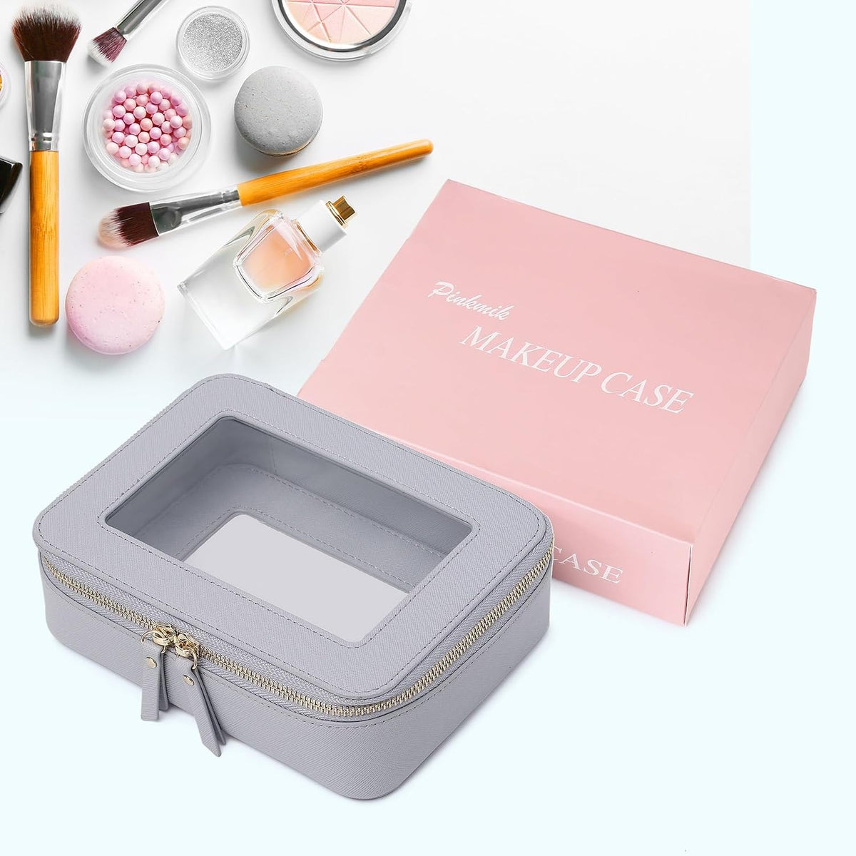 Pinkmik Clear Makeup Bag, (Gray, M)