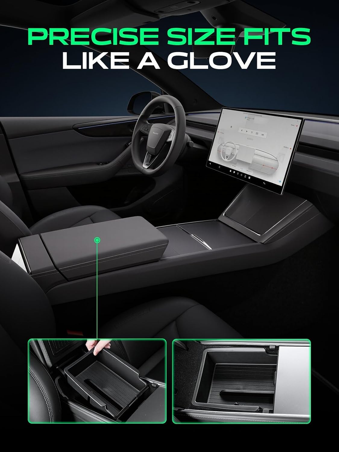 YHTAUTO Center Armrest Center Console Organizer Tray for Tesla