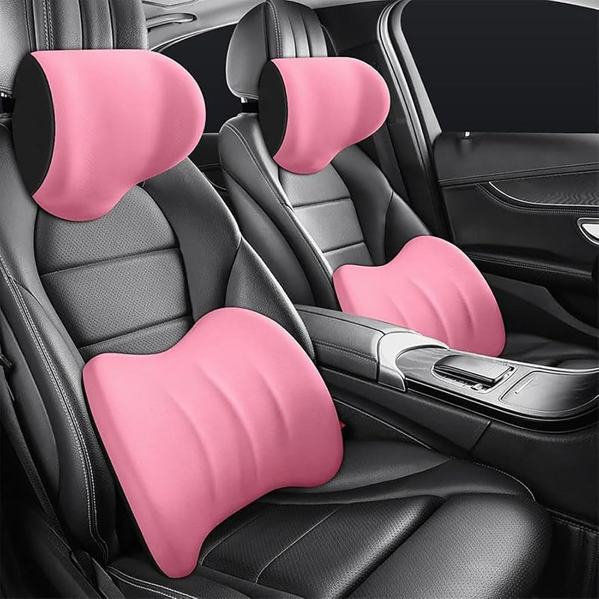 Car Headrest & Lumbar Support Cushion For Ford Bronco Sport (CX430) 2021-2025, Ergonomic Car Seat Headrest Memory Foam Neck and Back Pillow Kit Breathable Removable for Driving Fatigue Relief