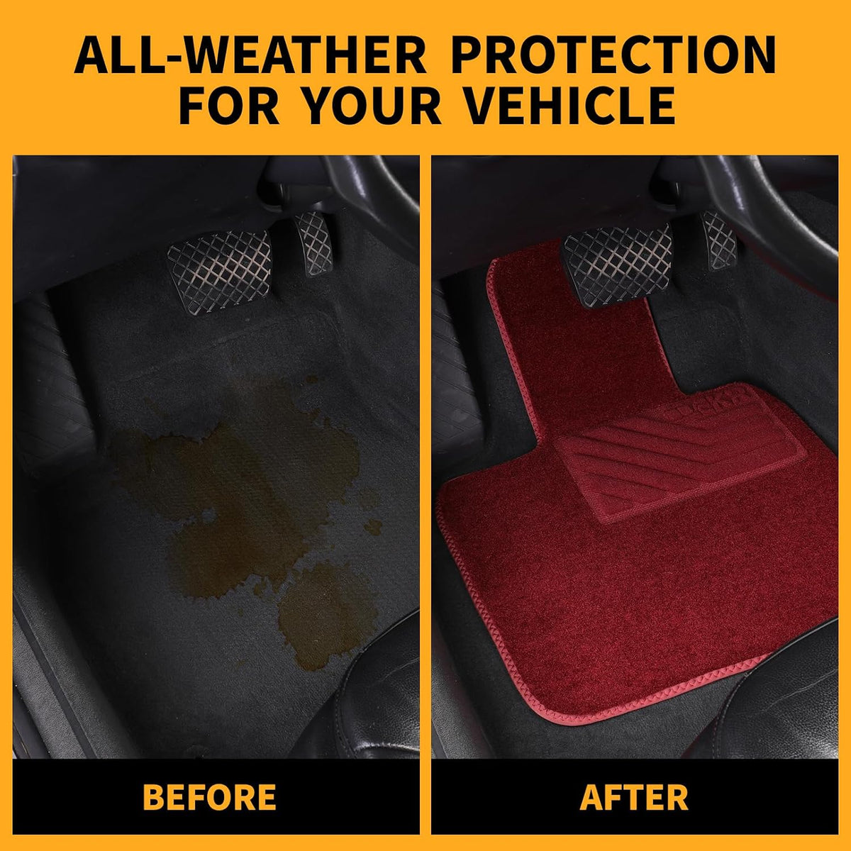 EKR All-Weather Universal Floor Mats,Thick Anti-Slip Car Carpet,4pcs