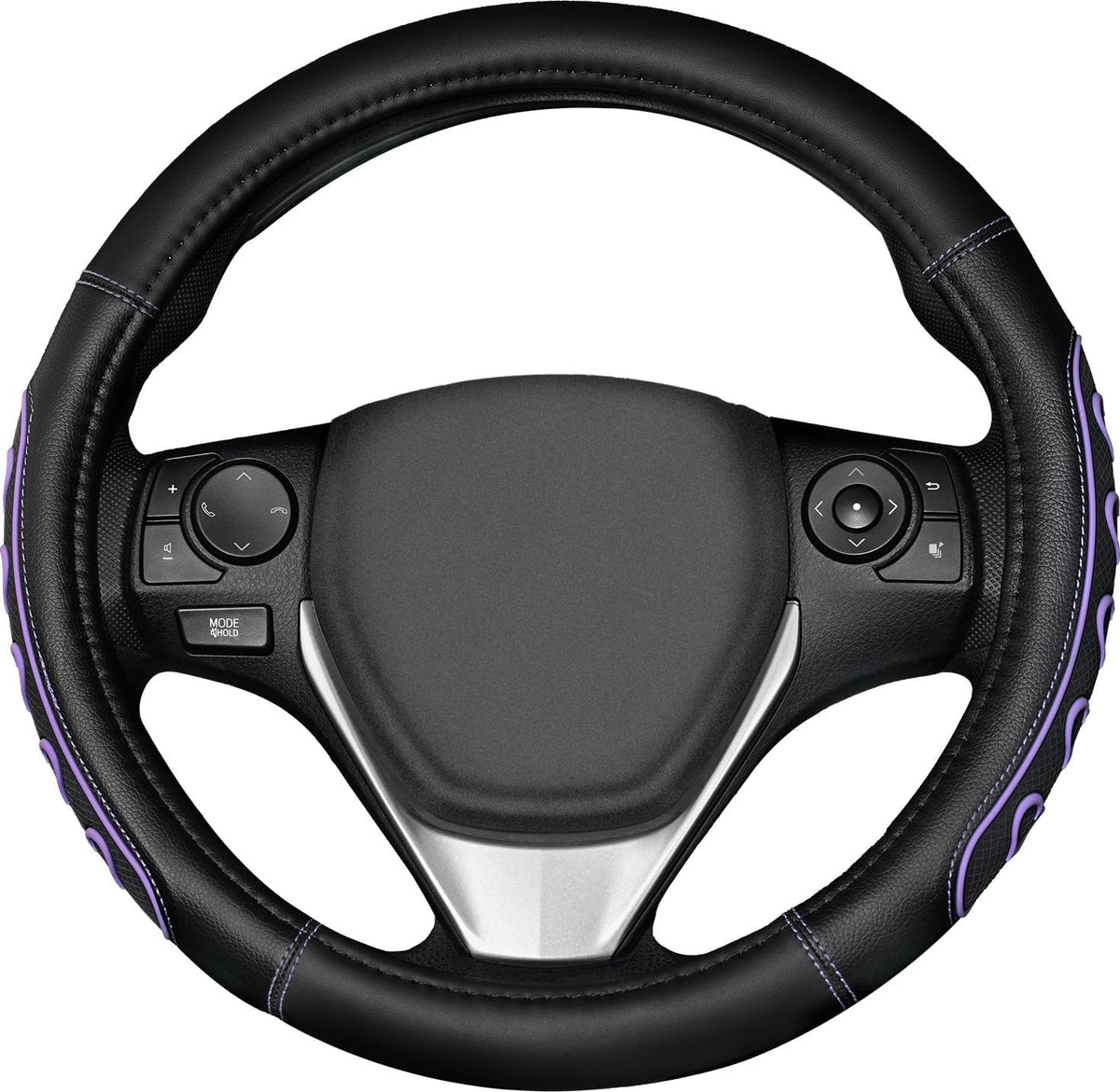 Ventilated Heart-Shaped Steering Wheel Cover with Anti-Slip Leather Grip. Compatible with Ford, Toyota, Honda, Nissan, and Chevrolet Vehicles for 14.5-15.2 inch Round Steering Wheels.