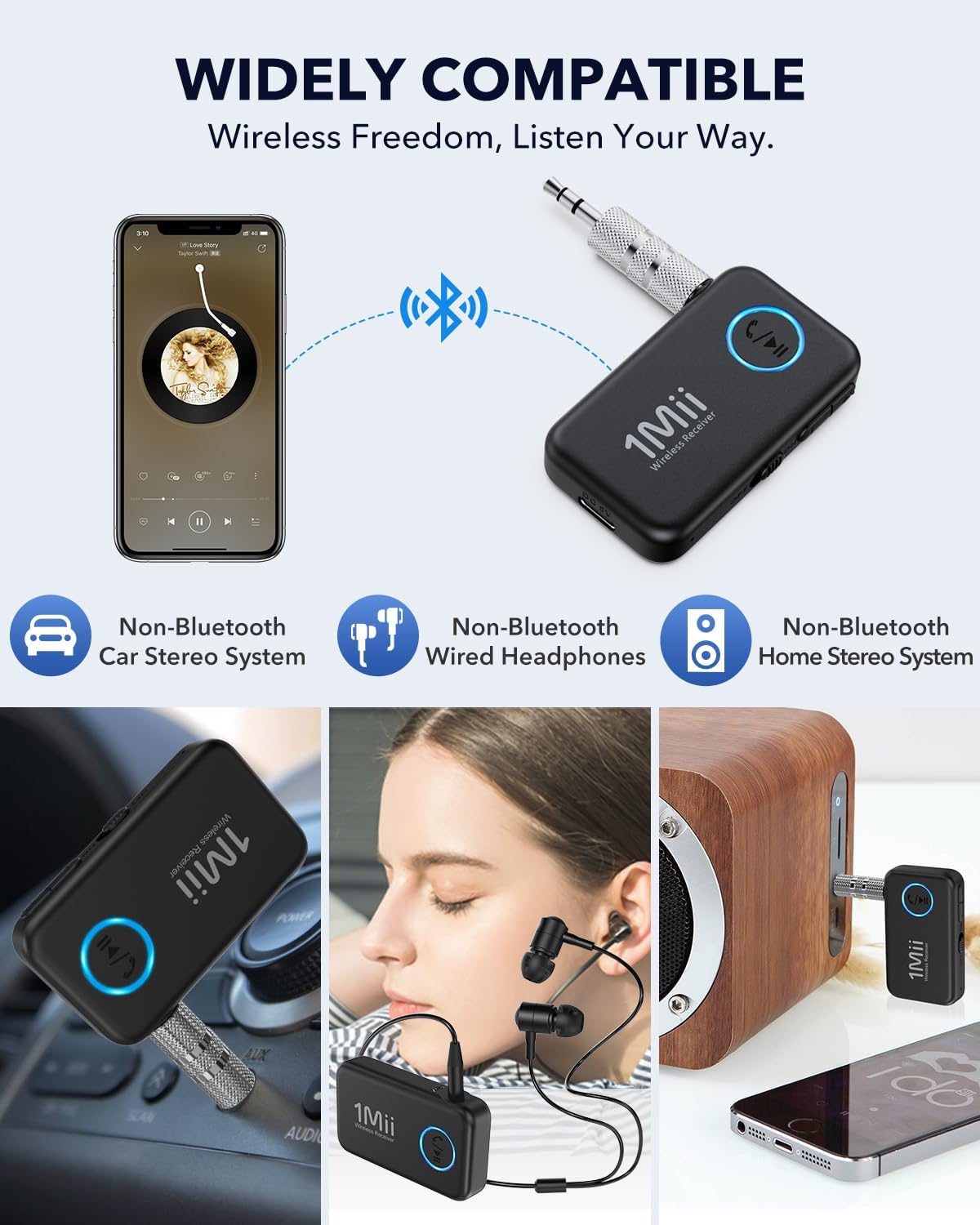 1Mii Bluetooth 6.0 Receiver for Car, AUX Bluetooth Car Adapter