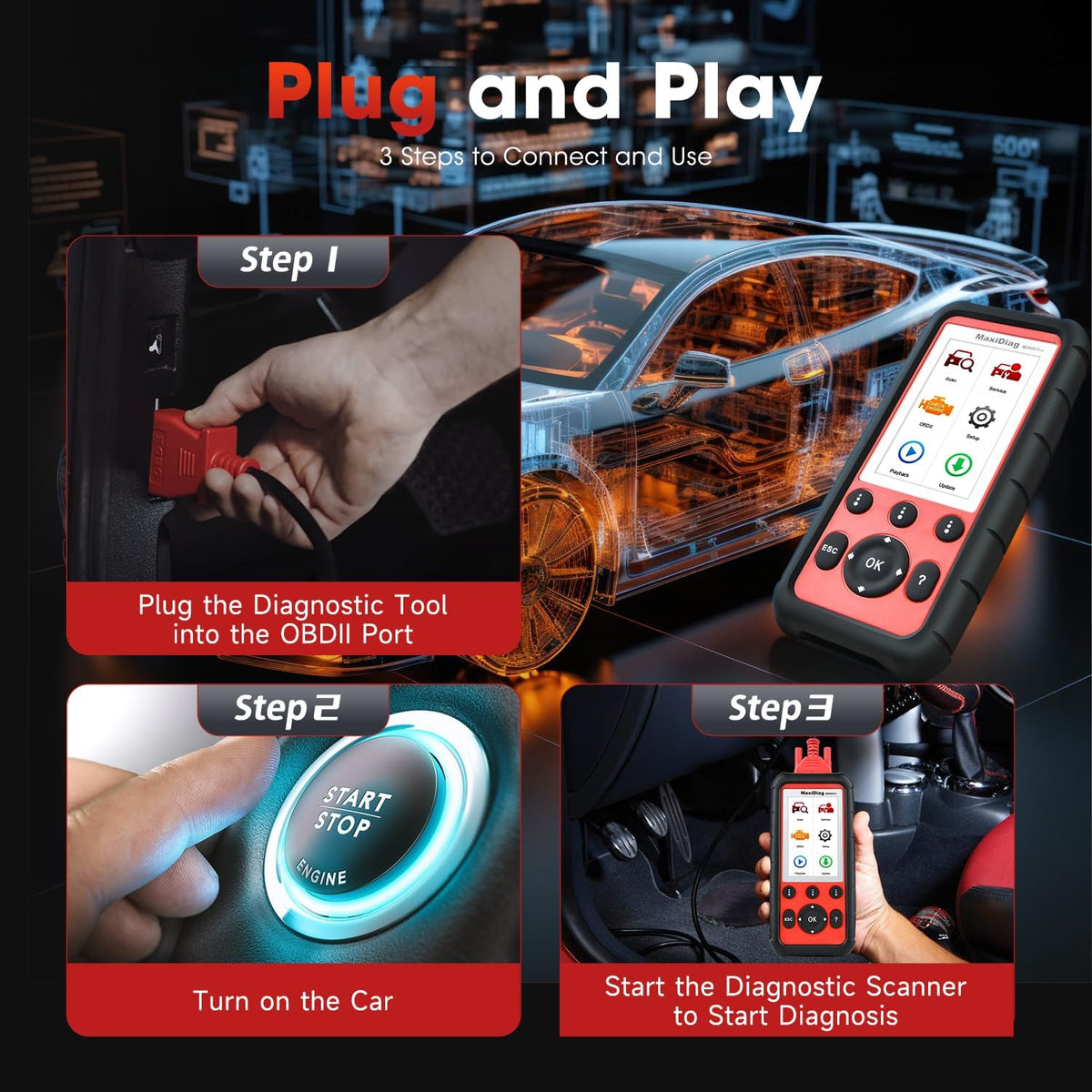 Autel MaxiDiag MD808 PRO OBD2 Scanner, All System Diagnostic Scan Tool