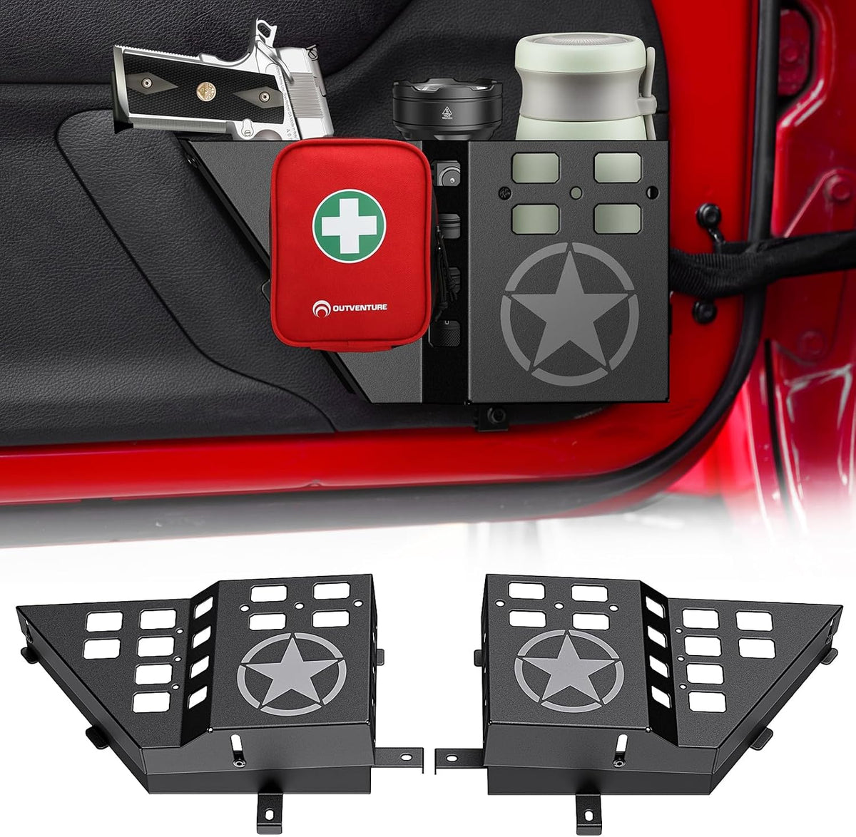 Eamplest Metal Front Door Storage Box for Jeep Wrangler JL JLU 2018-2026