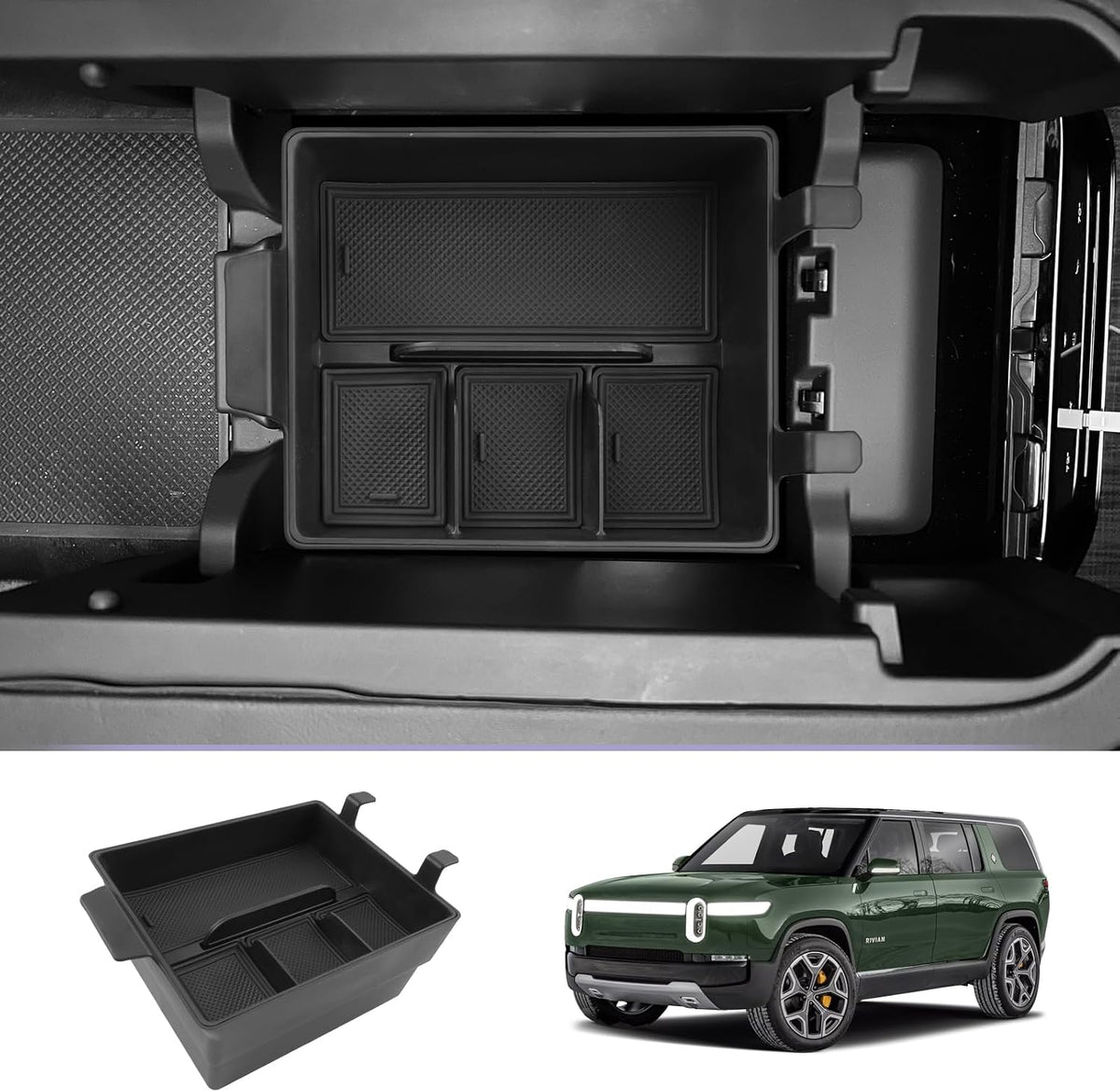 LUWU Center Console Organizer Compatible with 2023 2024 2025 2026 GMC Hummer EV SUV Accessories 2025 2026 Hummer EV Pickup Armrest Console Organizer Armrest Storage Tray