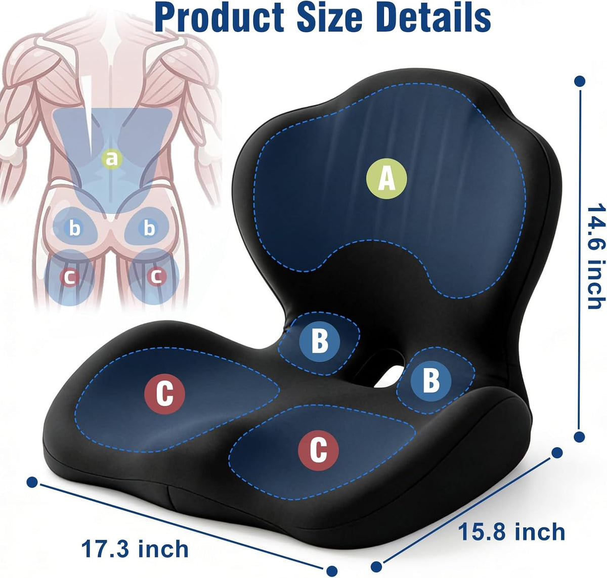 Car Seat Cushion with Lumbar Support Pillow, Memory Foam Office Chair Cushion for Back Pain Sciatica Pain Relief, Ergonomic L-Shaped Seat Cushion for Car Truck Driving Office Chair Home
