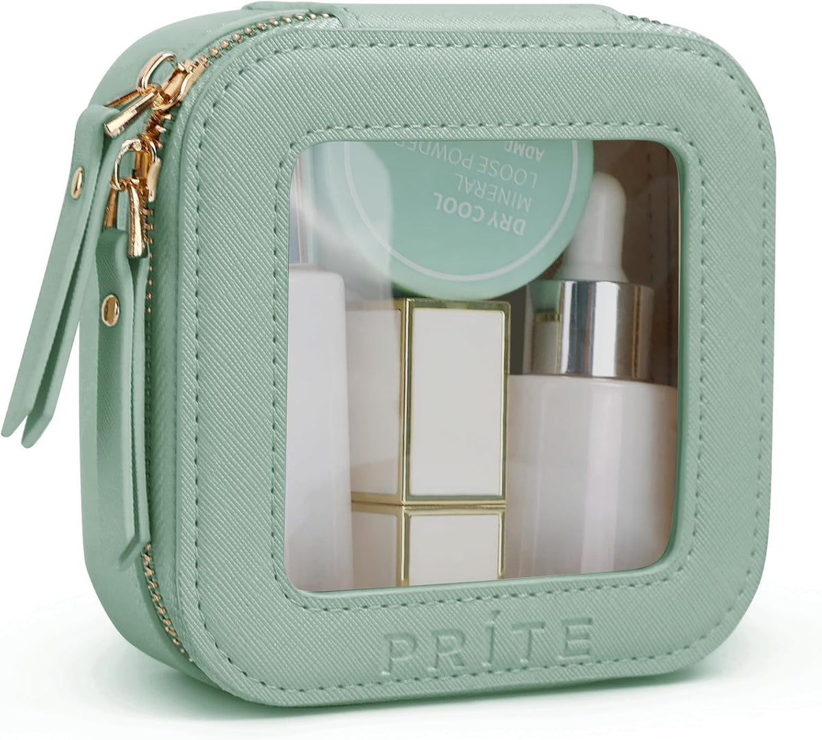 Prite Double Layer Clear Makeup Bag Travel Cosmetic Organizer for Women