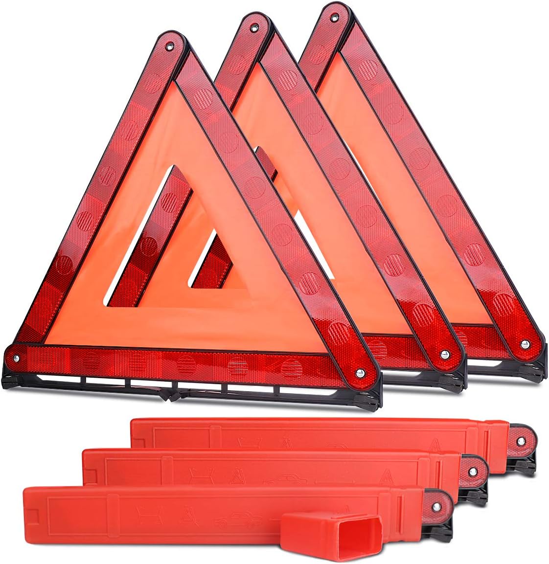 aikko Safety Triangle 6-Pack, Foldable Emergency Road Reflector Kit for Car