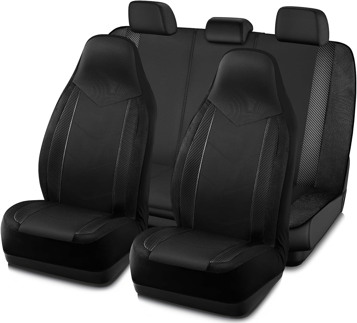 PIC AUTO Car Seat Covers - High Back Front Seat Covers, Sports Carbon Fiber Mesh Design, Universal Fit, Airbag Compatible (Gray)